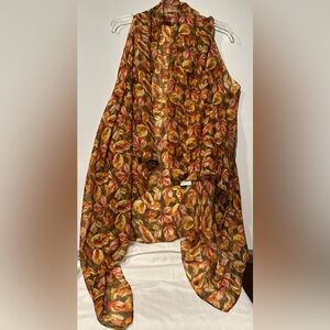 Lavello Chiffon Kimono Shawl Sheer Floral Hibiscus Vest Boho Wrap Women